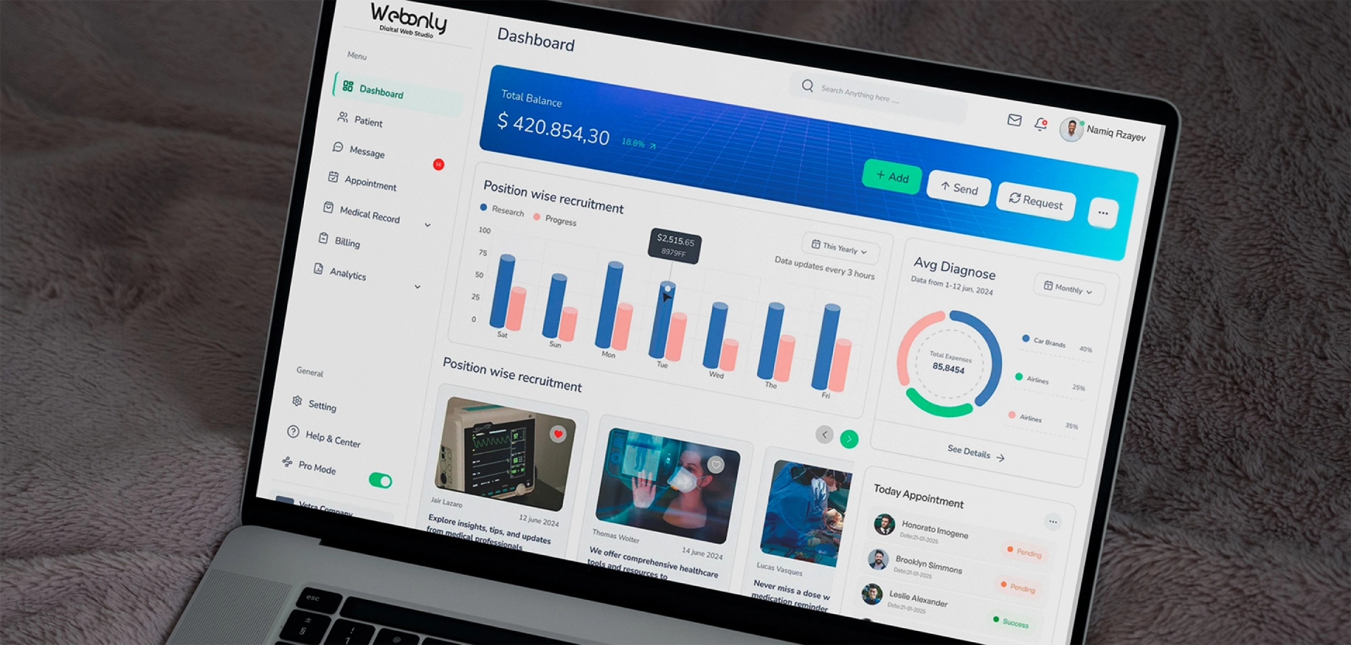 Klinikalar üçün ERP & CRM sistemi